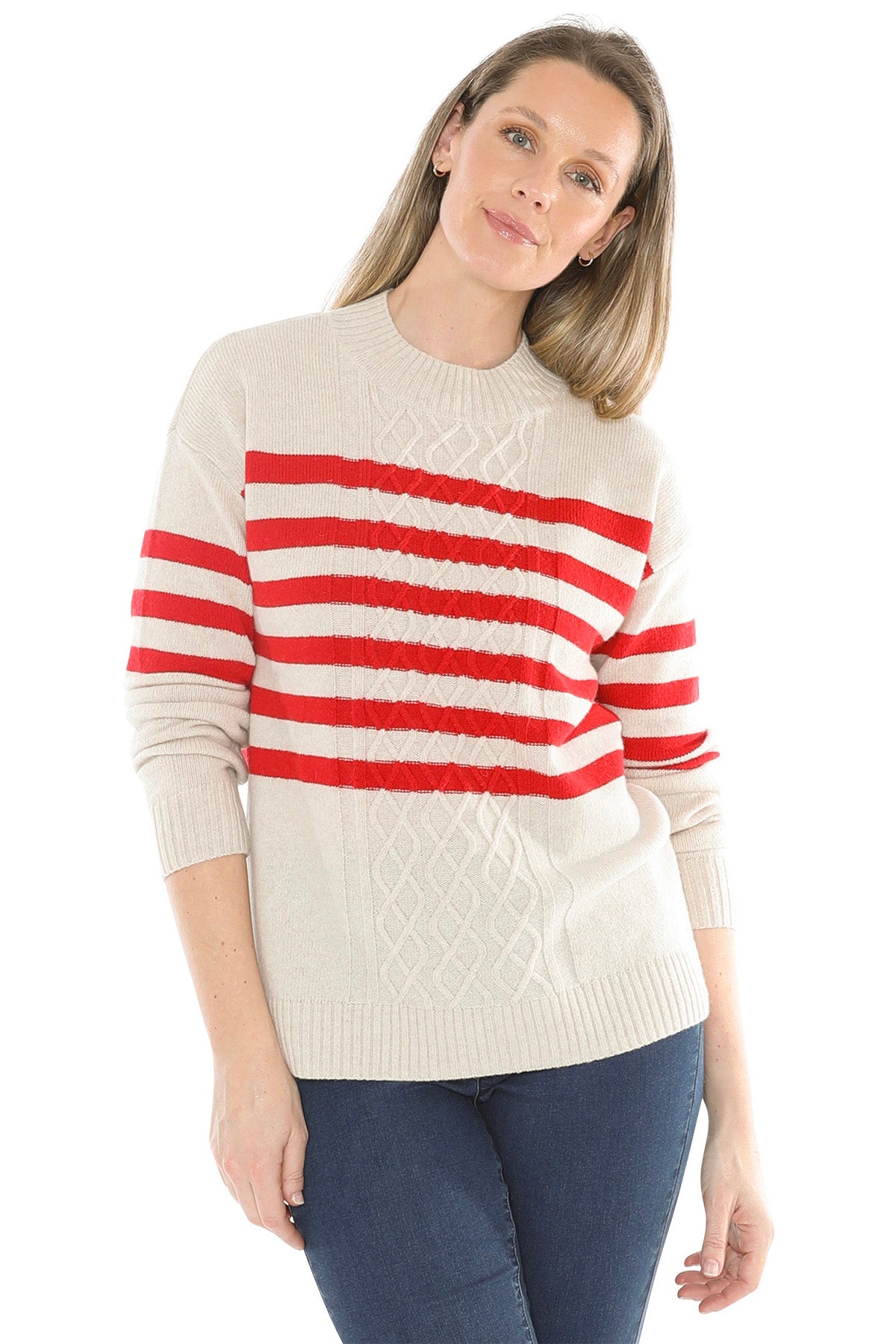 Stripe Cable Pullover