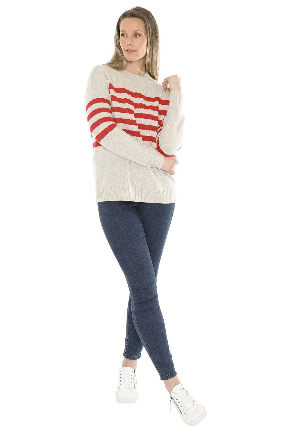 Stripe Cable Pullover