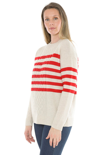 Stripe Cable Pullover