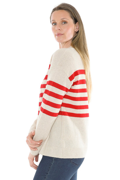 Stripe Cable Pullover