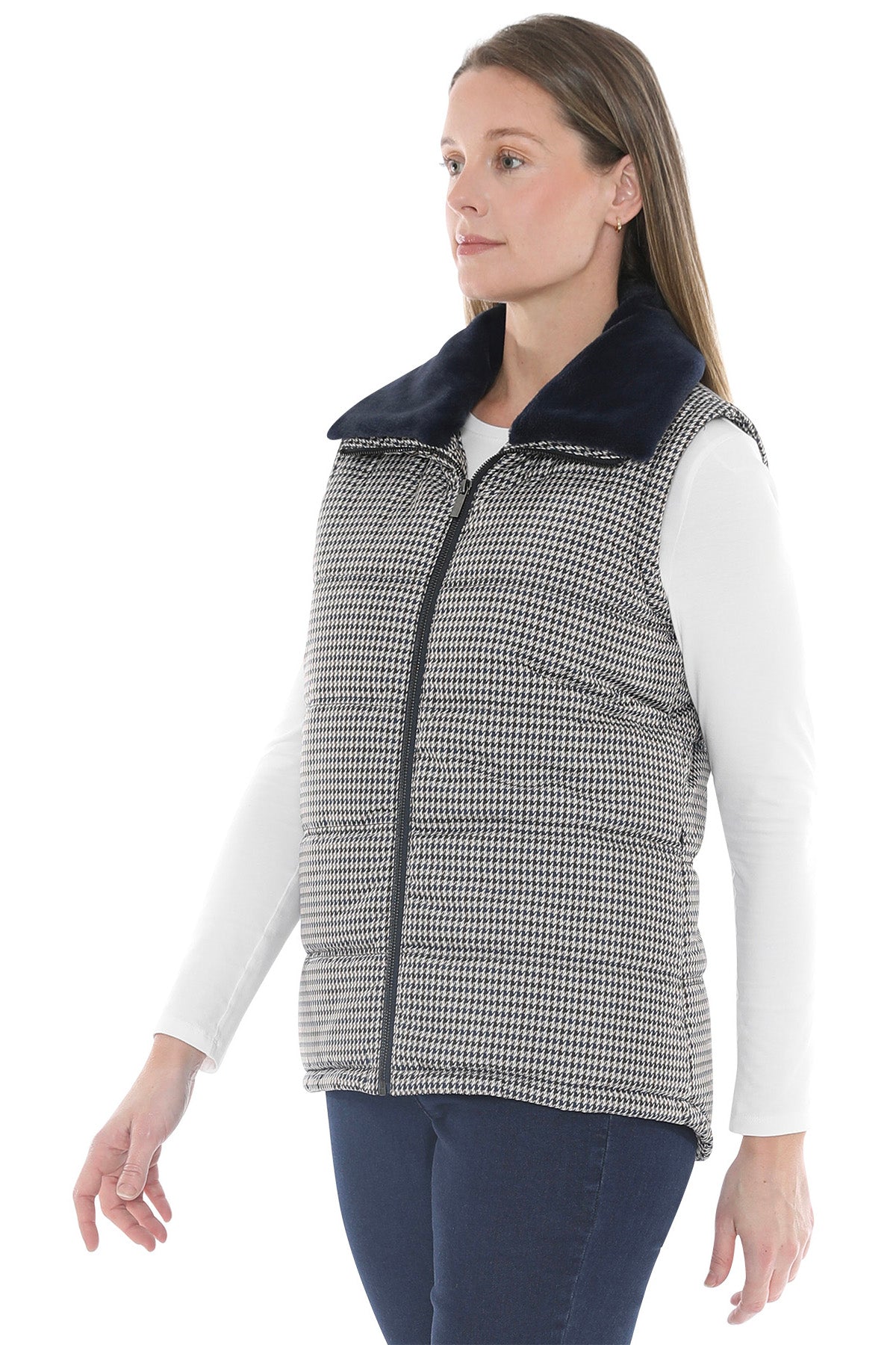Houndstooth Puffer Vest