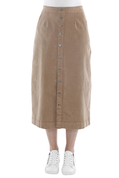 Cord Button Through Skirt