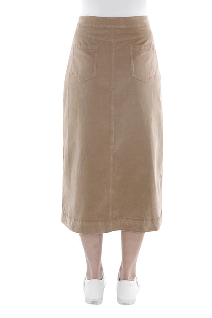 Cord Button Through Skirt