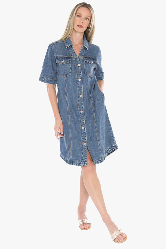 Soft Denim Short Sleeve Dress