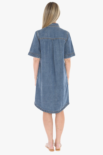 Soft Denim Short Sleeve Dress