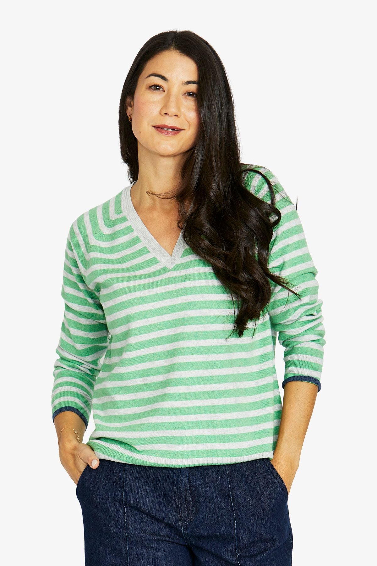 Duo Stripe V Neck