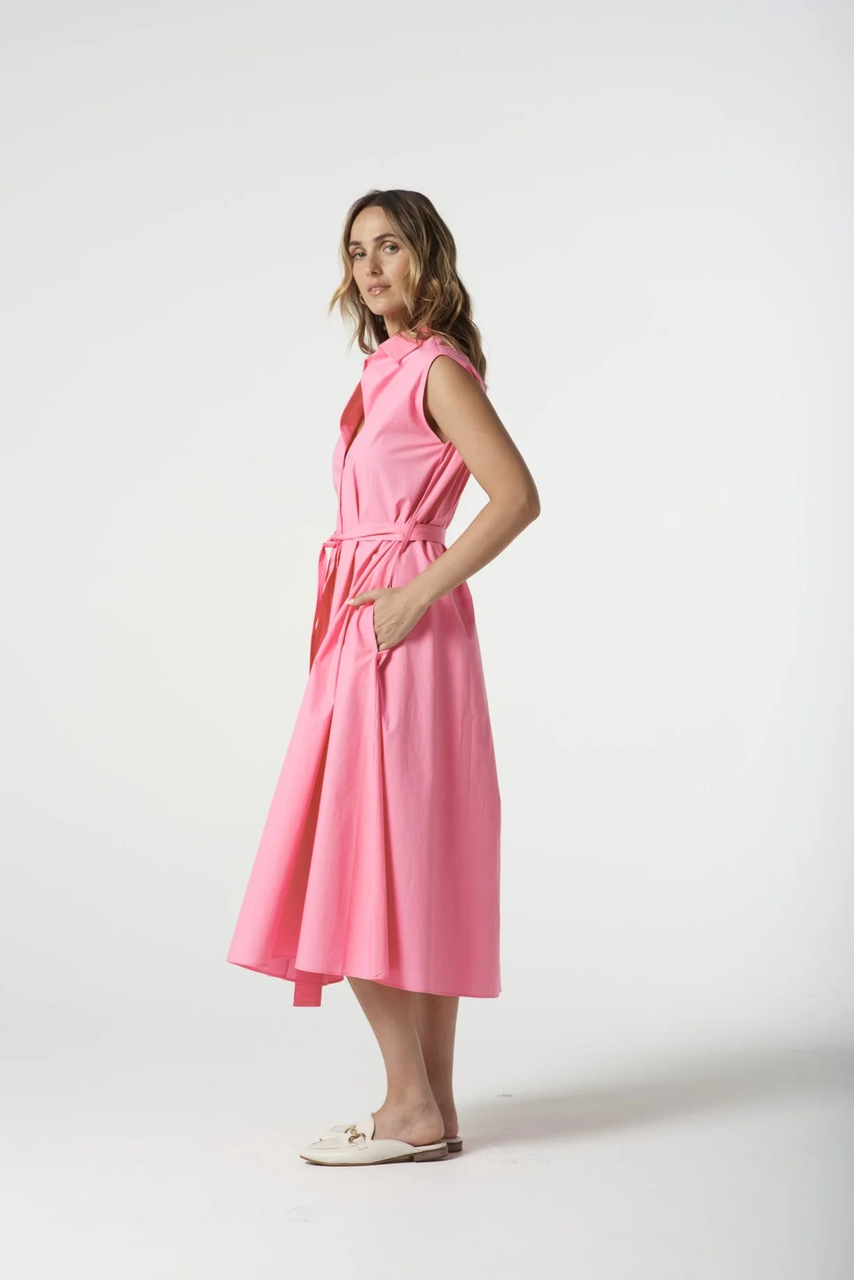 A Line Sleeveless Shirt dress