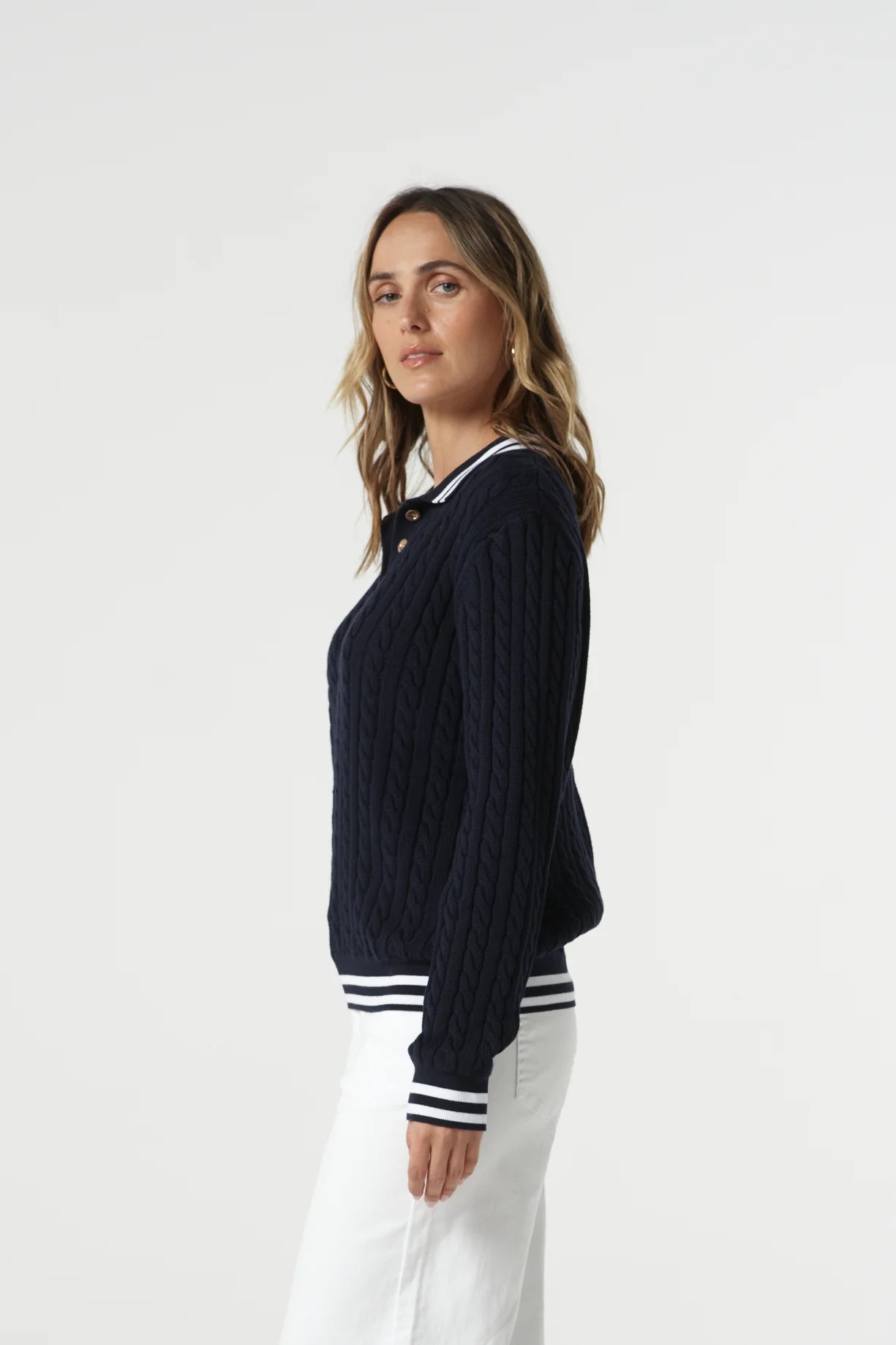Cable Knit Polo Knit
