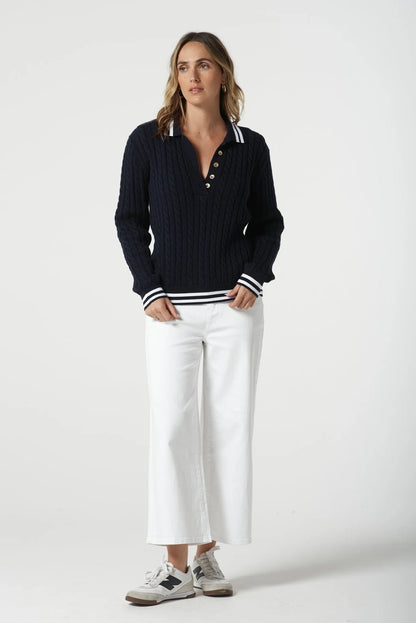 Cable Knit Polo Knit