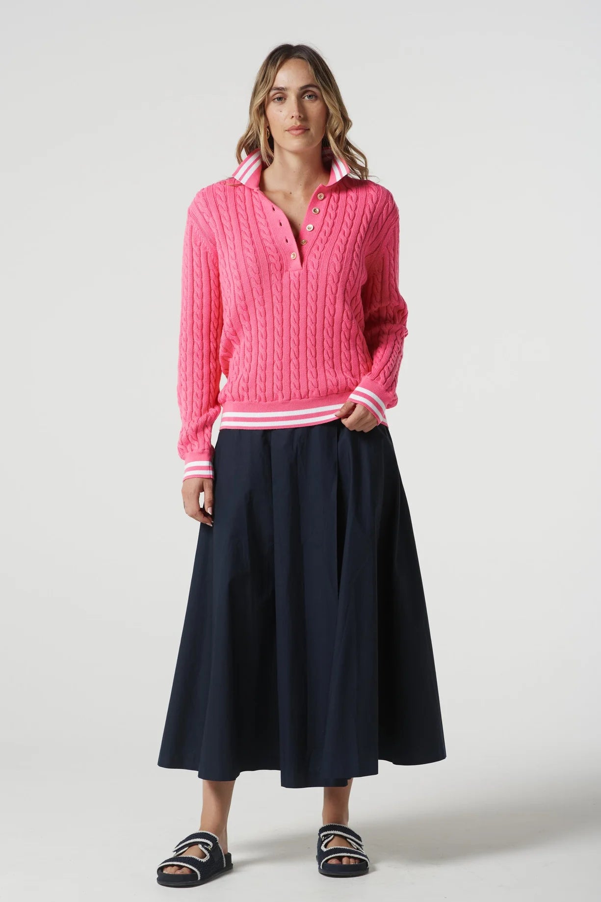 Cable Knit Polo Knit