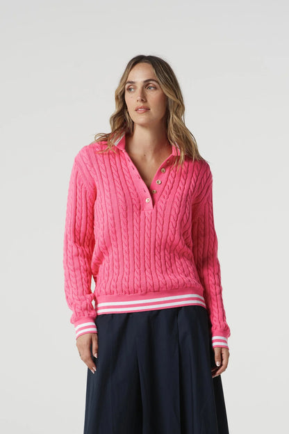 Cable Knit Polo Knit