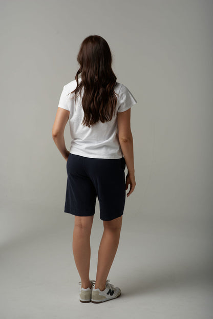 Cross Embroidered V Neck Tee