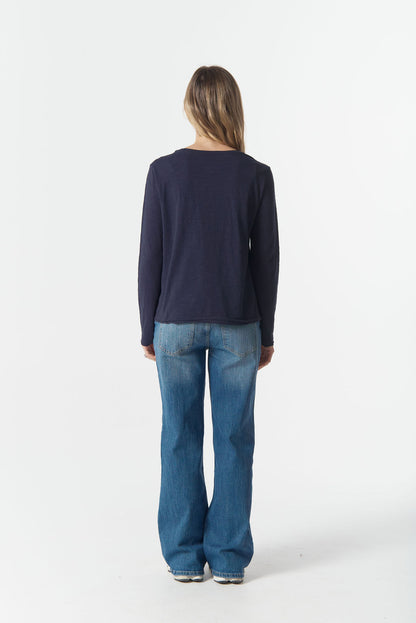 Front Split Long Slv Tee