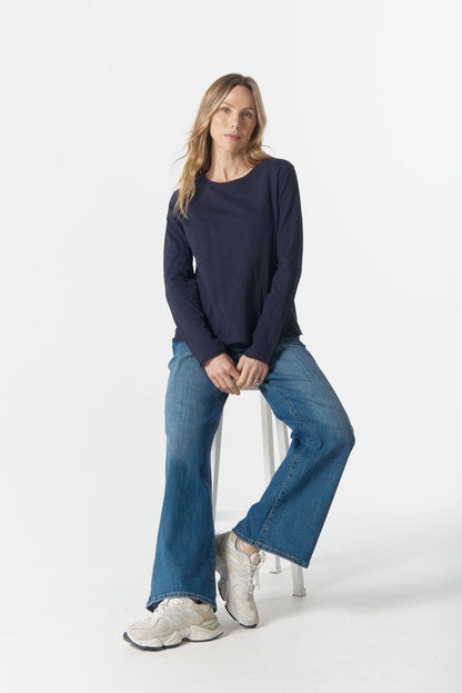 Front Split Long Slv Tee