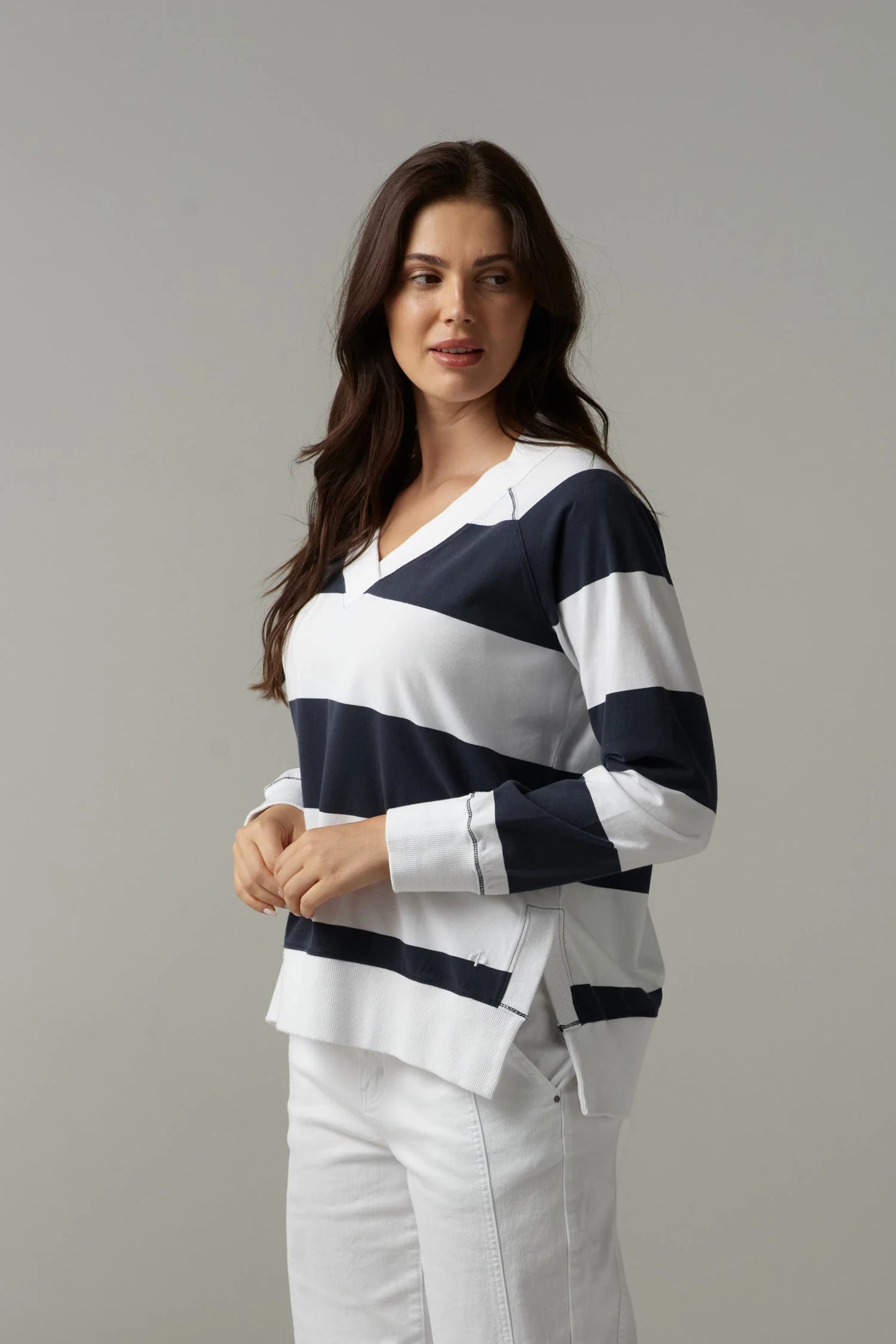 Stripe V Neck Sweater