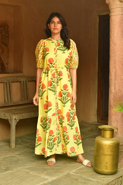 Big Marigold Shirtdress Maxi