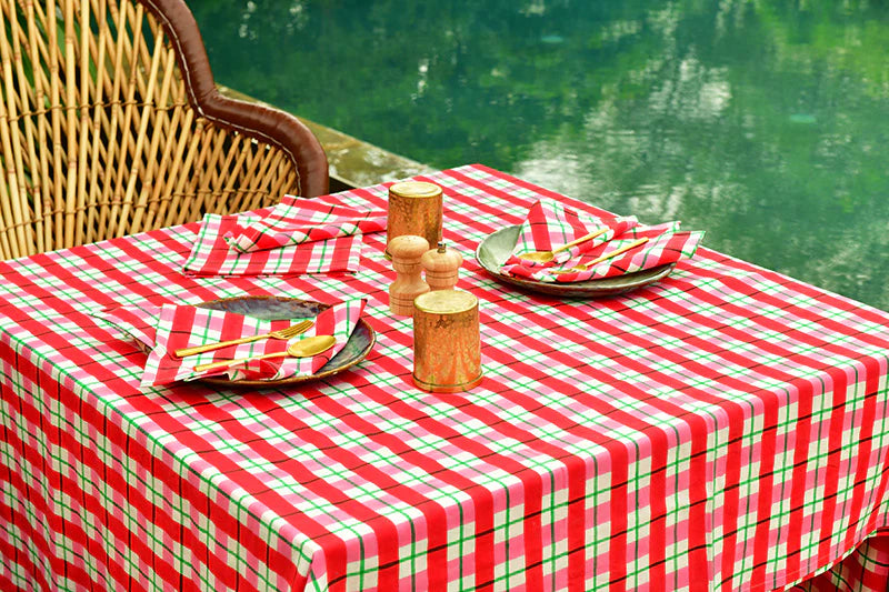 Check Tablecloth 12 seater rectangle