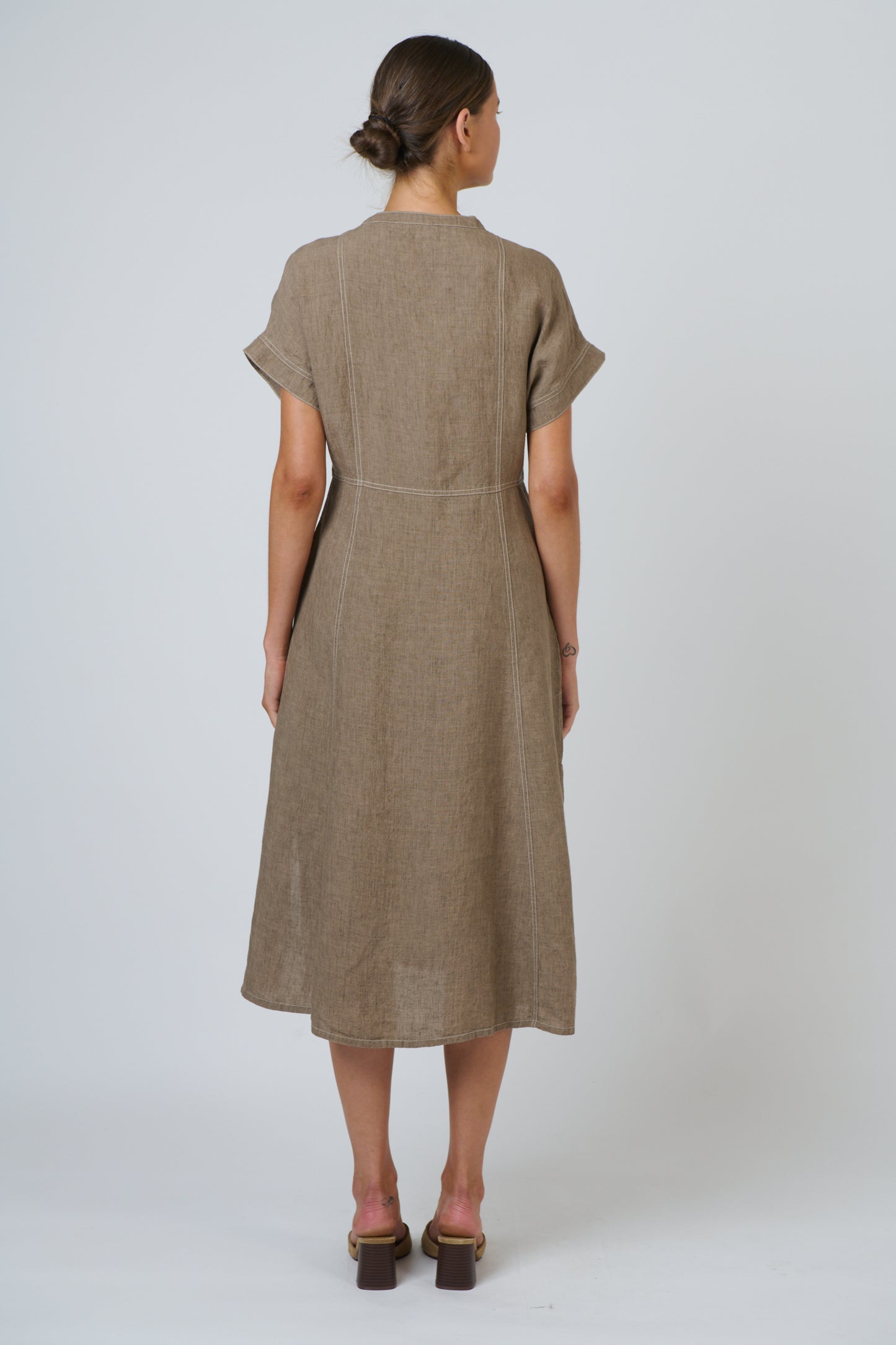 Topstitch Linen Dress