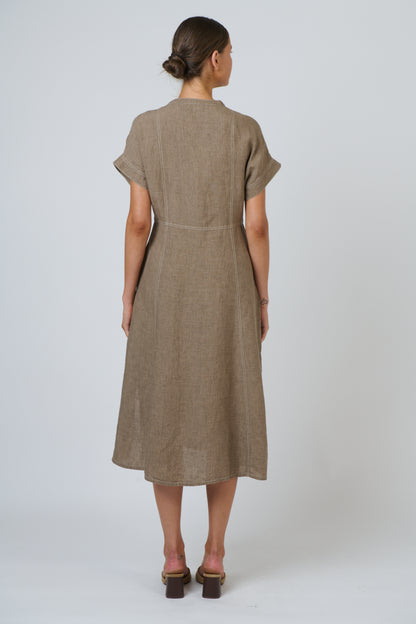 Topstitch Linen Dress