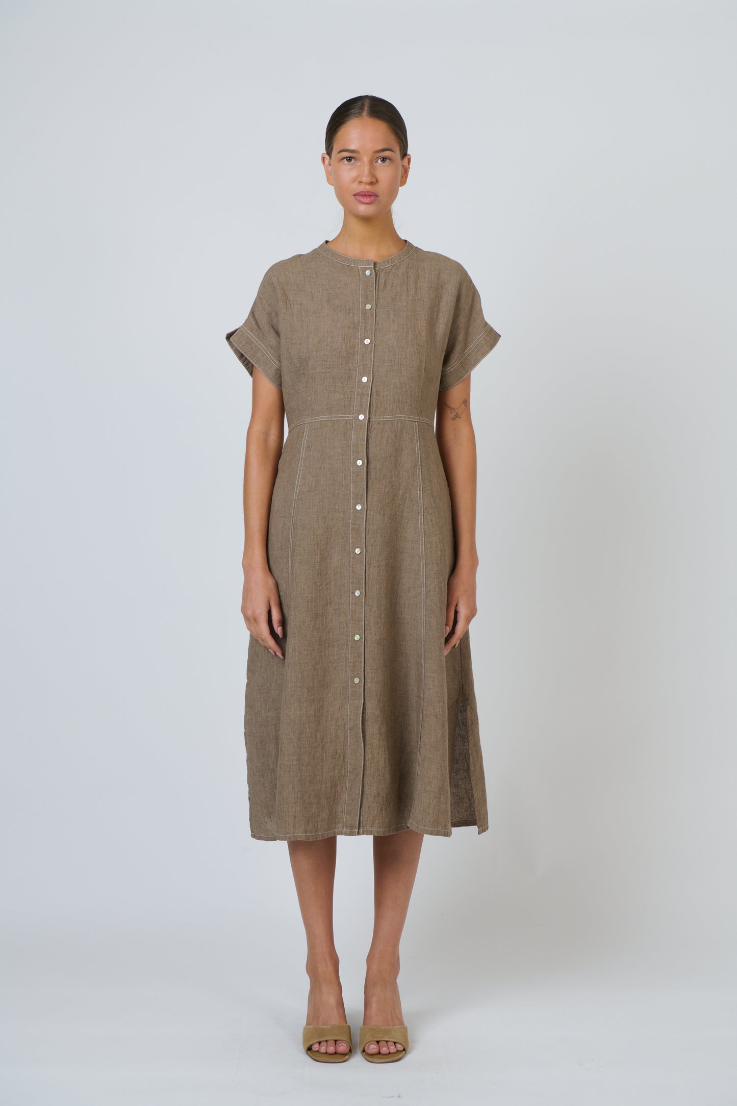 Topstitch Linen Dress