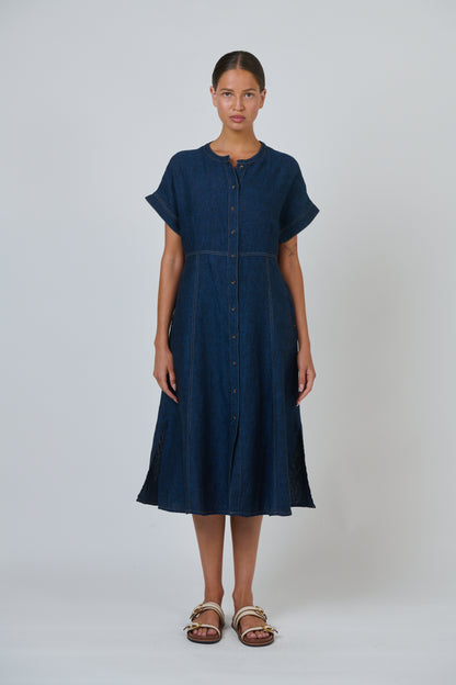 Topstitch Linen Dress