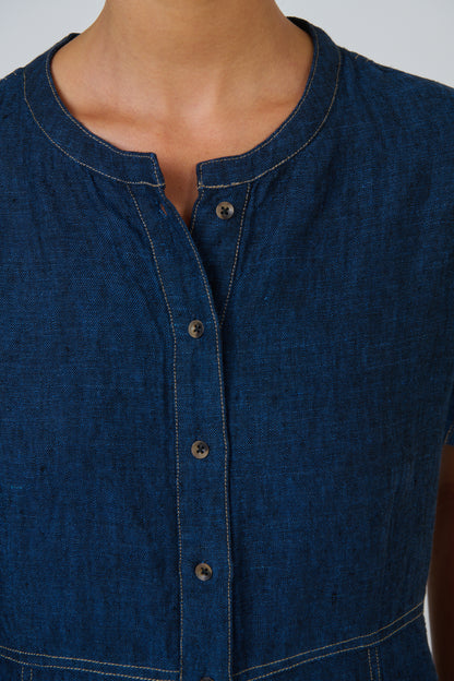 Topstitch Linen Dress