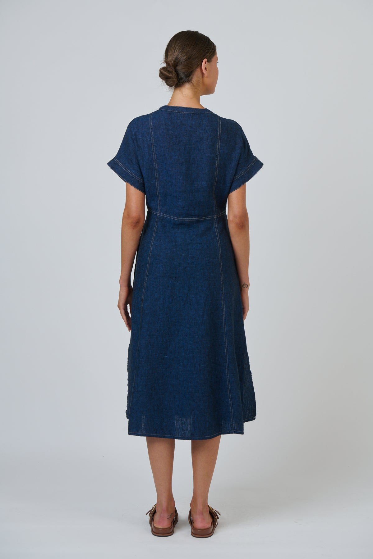 Topstitch Linen Dress