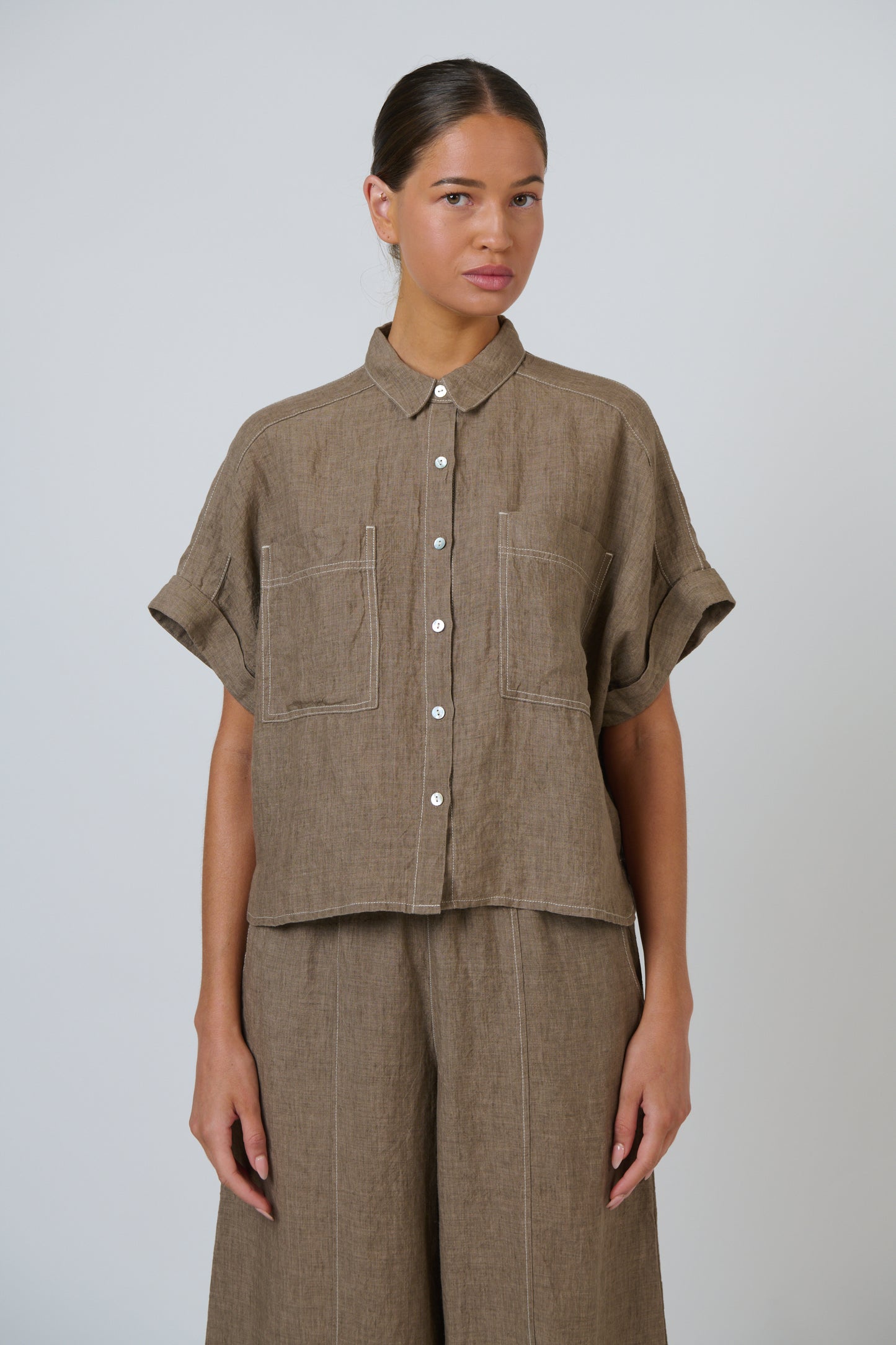 Collared Linen Top