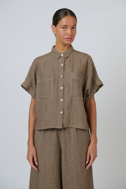 Collared Linen Top