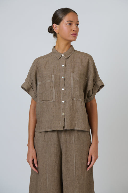 Collared Linen Top