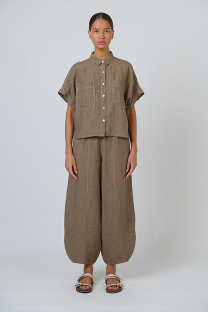 Collared Linen Top