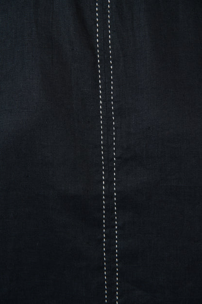 Contrast Topstitch Linen Top