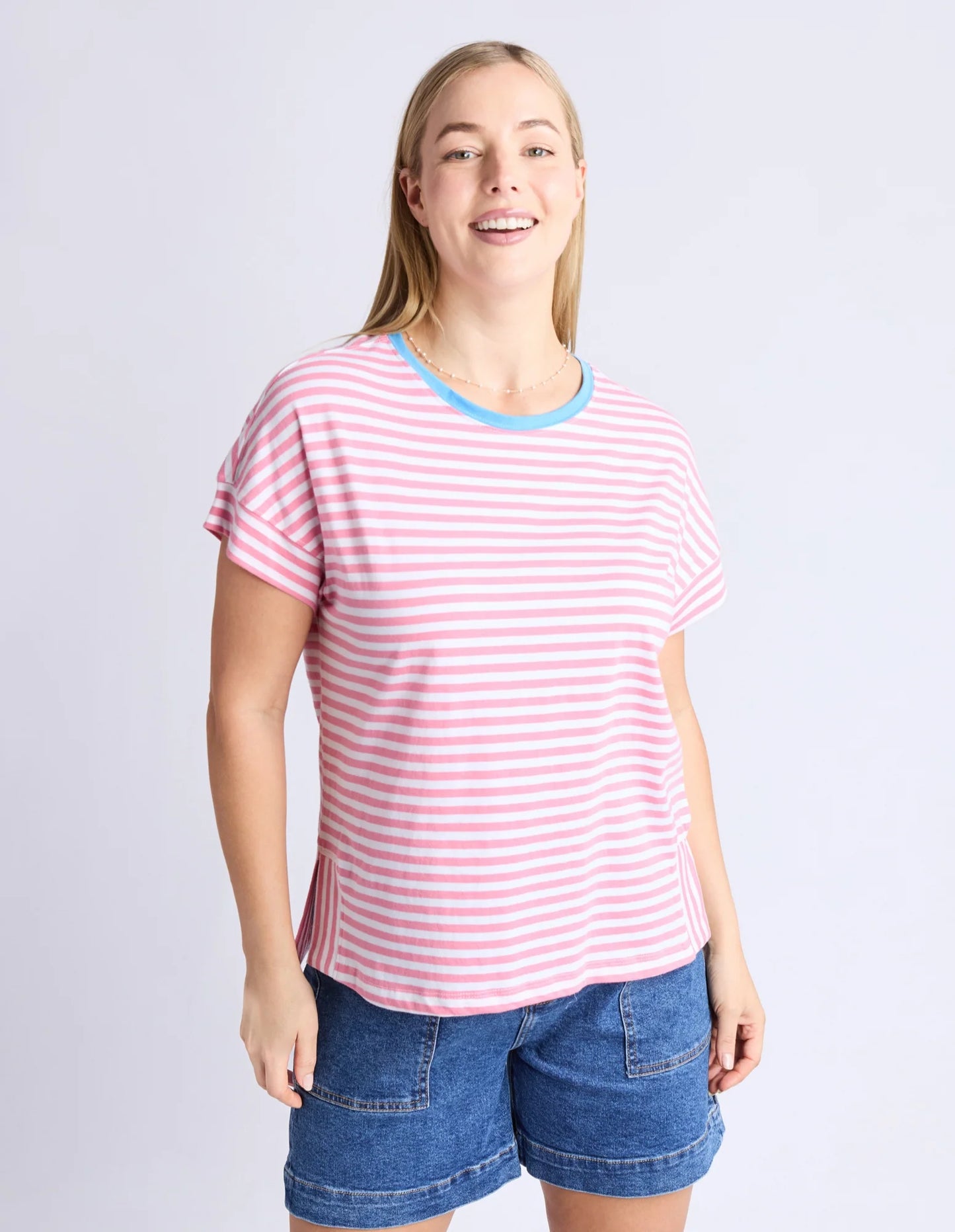 Jarrah Stripe Short Slv Tee