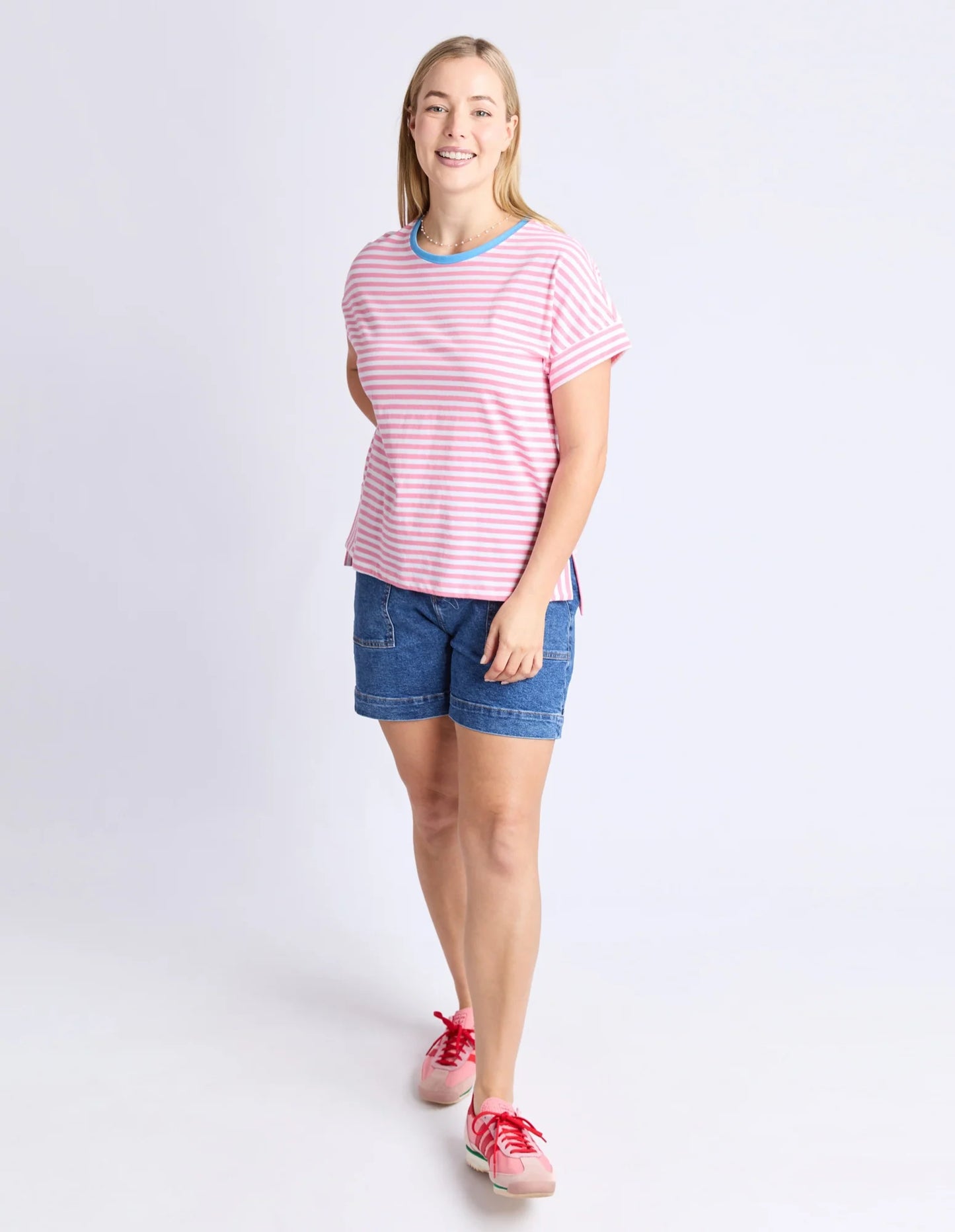 Jarrah Stripe Short Slv Tee