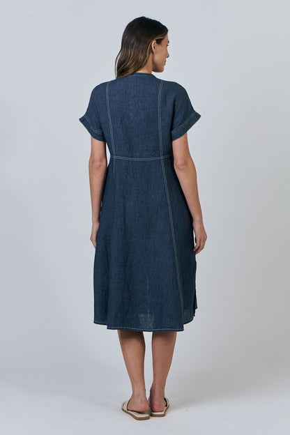 Topstitch Linen Dress