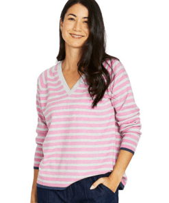 Duo Stripe V Neck