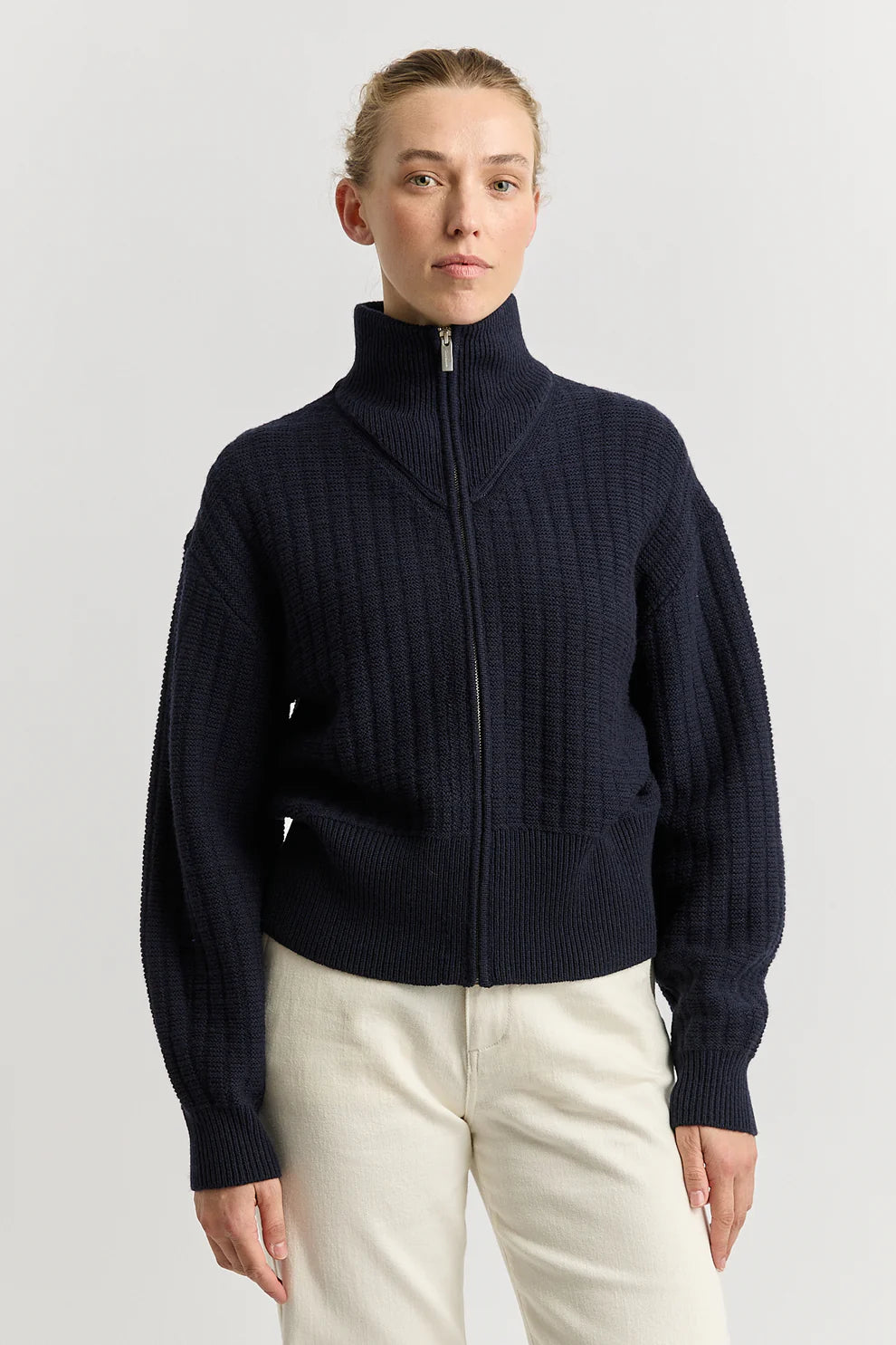Grid Zip Through Knit