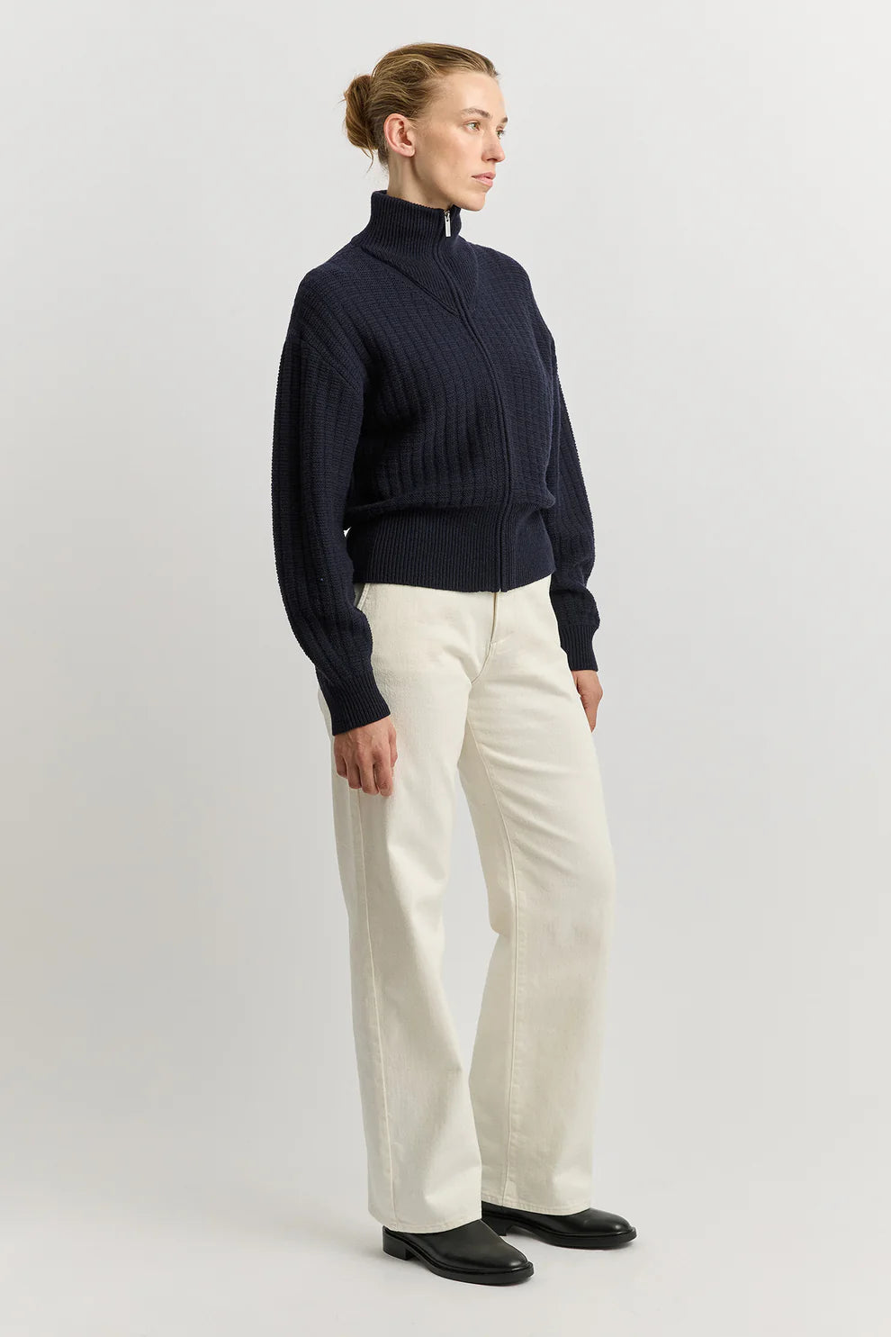 Grid Zip Through Knit