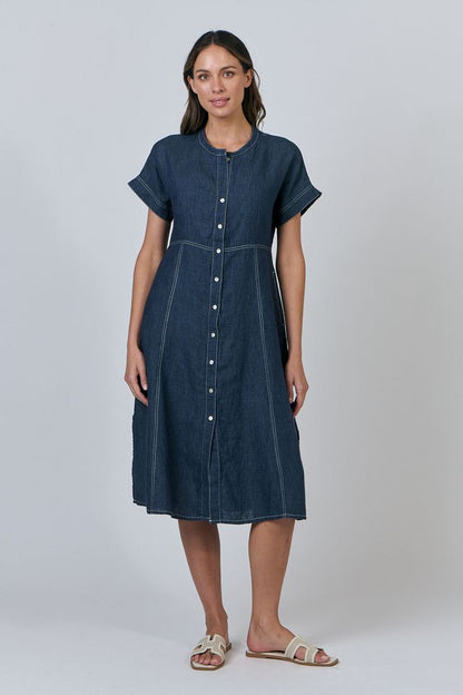 Topstitch Linen Dress