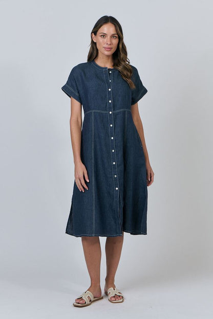 Topstitch Linen Dress