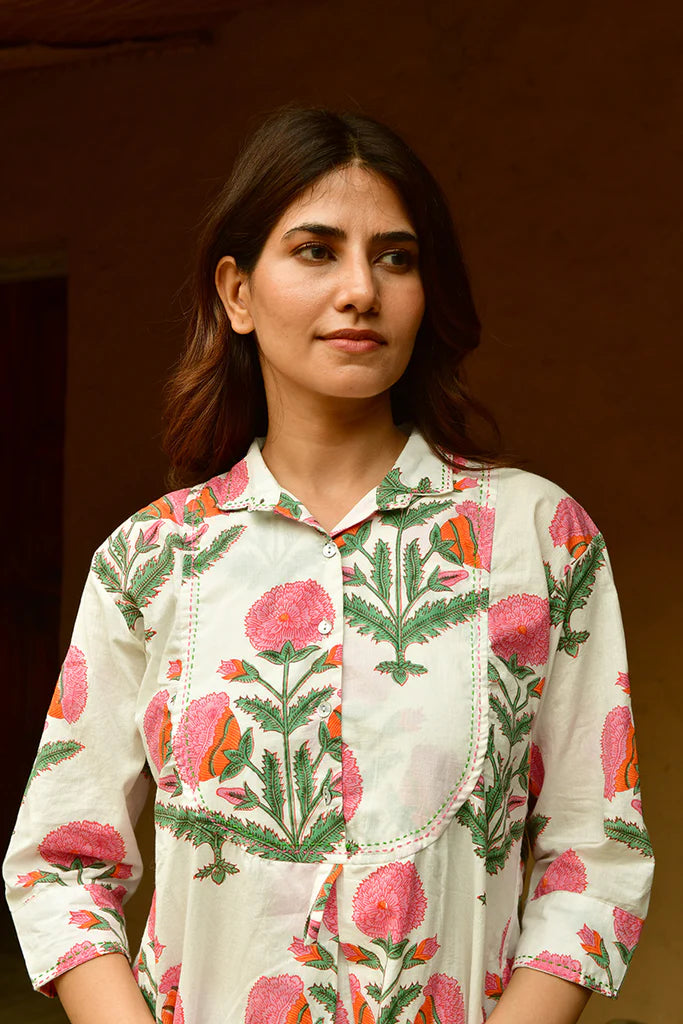 Big Marigold Shirtdress Maxi