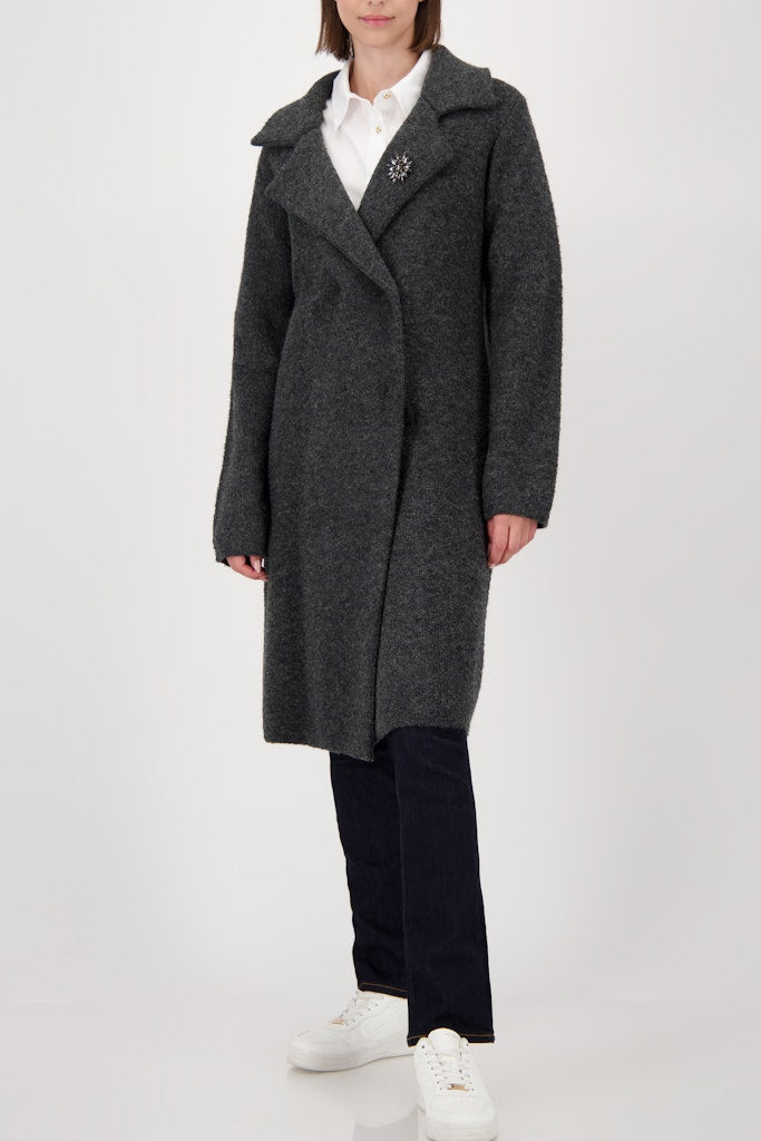 Knitted Coat Jacket + Brooch