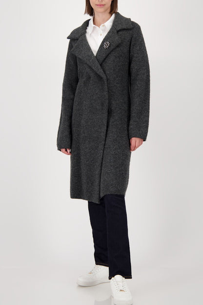 Knitted Coat Jacket + Brooch