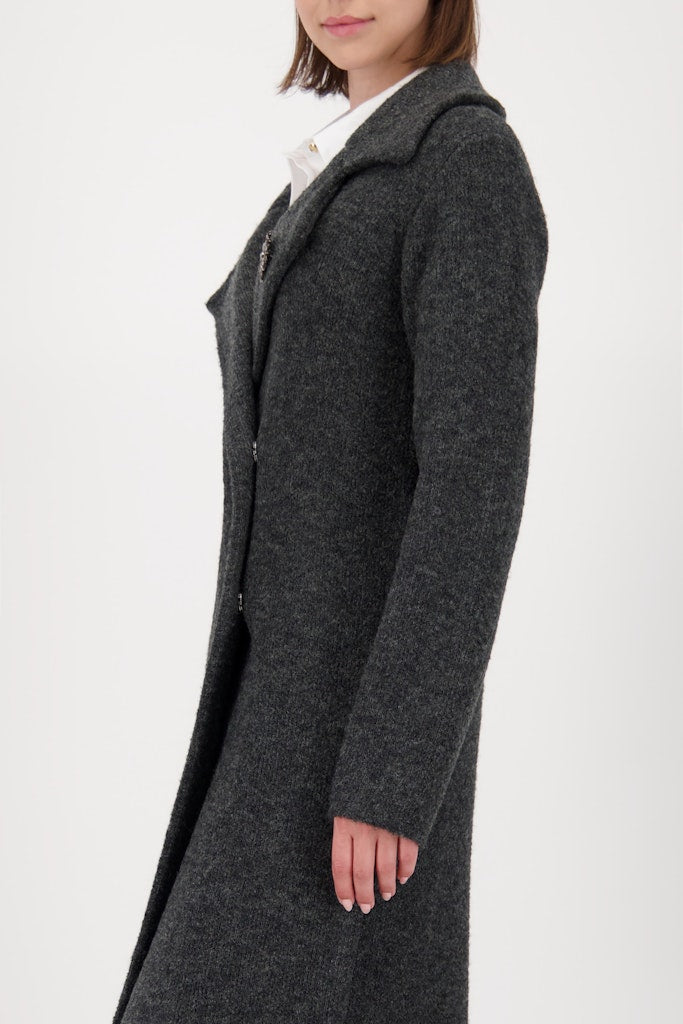 Knitted Coat Jacket + Brooch