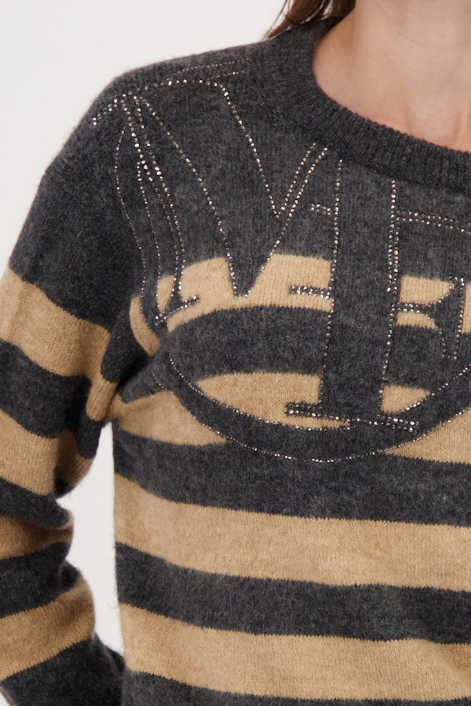 Striped Emblem Sweater