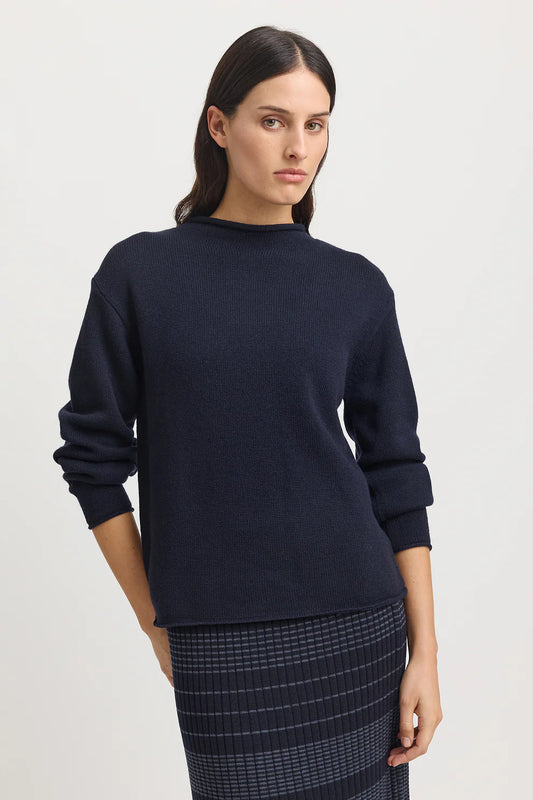 Relaxed Fit Mock Neck