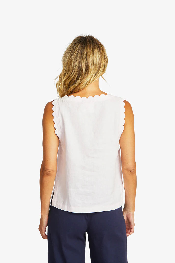 Lucy Linen Scallop Top