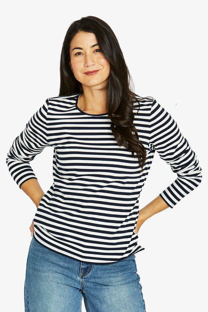 Stripe Crew Long Slv Tee