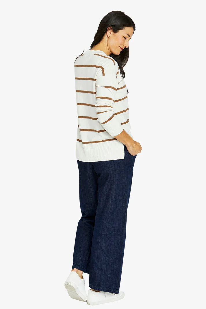 Stripe V Neck Pullover