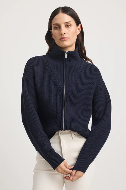 Zip Through Rib Knit